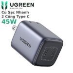 Cuc Sac Nhanh 2 Cong Usb Type C 45W Gan Ugreen 90572