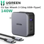 Củ Sạc Nhanh 140W Gan Nexode Usb Type C Ugreen 90548 Với 3 Cổng Sạc 2 Usb-C, 1 Usb-A Kèm Cáp 240W