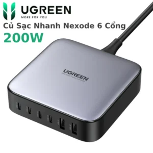 Củ sạc nhanh Nexode 200W GaN 6 cổng, 4x USB Type-C, 2x USB-A Ugreen 40913