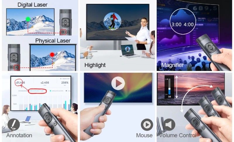 Bút Trình Chiếu Bluetooth Dùng Cho Màn Hình Led Norwii N97S-G Laser Màu Xanh - Bút Trình Chiếu- Máy Trợ Giảng- Phụ Kiện Điện Tử Việt Nam