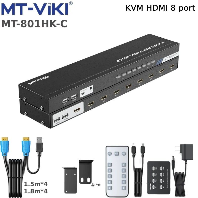 Bộ Chuyển Mạch Hdmi Usb Kvm Switch 8 Ra 1 Hỗ Trợ 4K 30Hz Mt-Viki Mt-801Hk-C - Bút Trình Chiếu- Máy Trợ Giảng- Phụ Kiện Điện Tử Việt Nam Bộ Chuyển Mạch Hdmi Usb Kvm Switch 8 Ra 1 Hỗ Trợ 4K 30Hz Mt-Viki Mt-801Hk-C